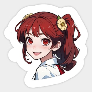 Cute happy anime girl in summer series Sticker